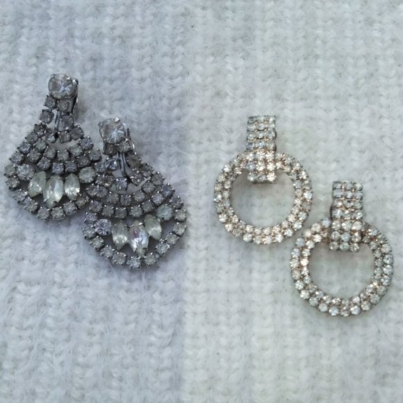 Elegant Silver and Gold Crystal Earrings - Picture 4 of 6